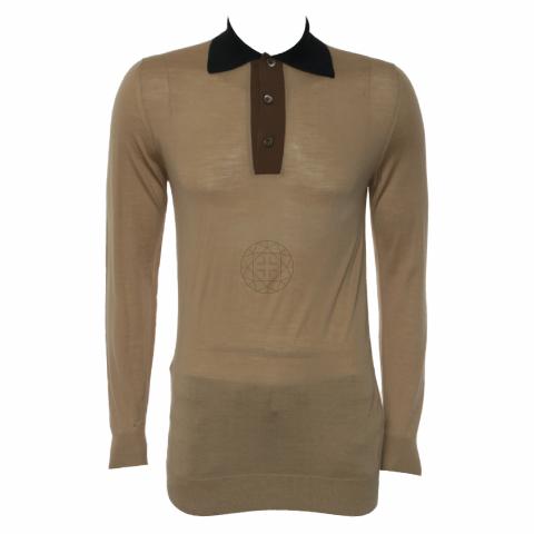 Sell Prada Knitted Long Sleeve Polo Shirt Light Brown